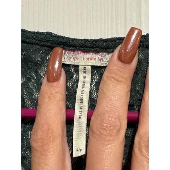 Intimately Free People Marsha Floral Lace Sheer Long Sleeve Forest Green Dress S - Picture 2 of 10